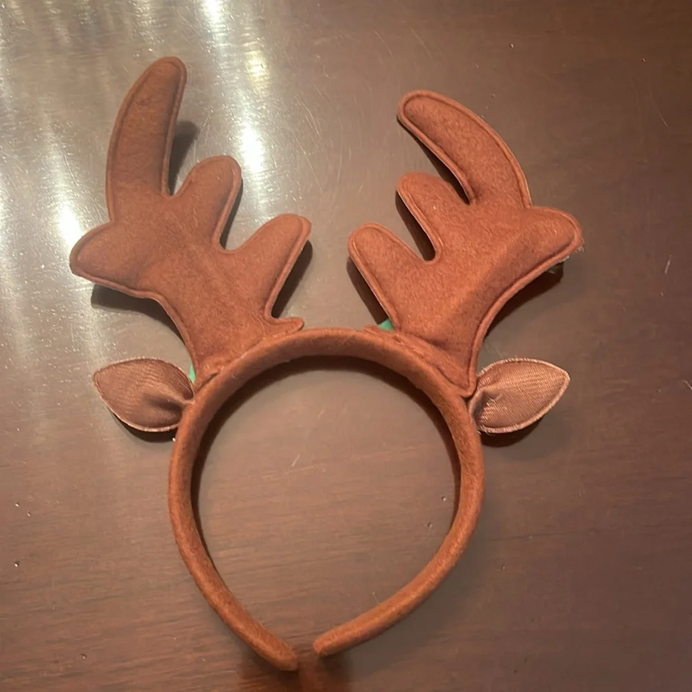 New Reindeer faux fur costume dress leg warmers headband antlers 12-18 months
